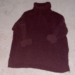 Aerie Turtleneck super soft Chenille Long 34” Sweater hi lo hem Sz S